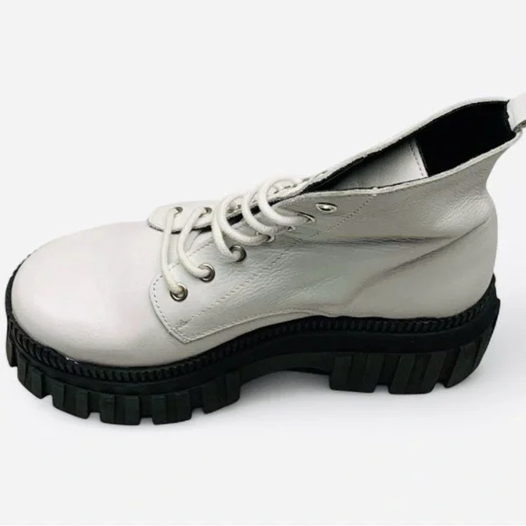 White Leather Combat Boots  L’Intervalle Size 38 - Picture 8 of 16